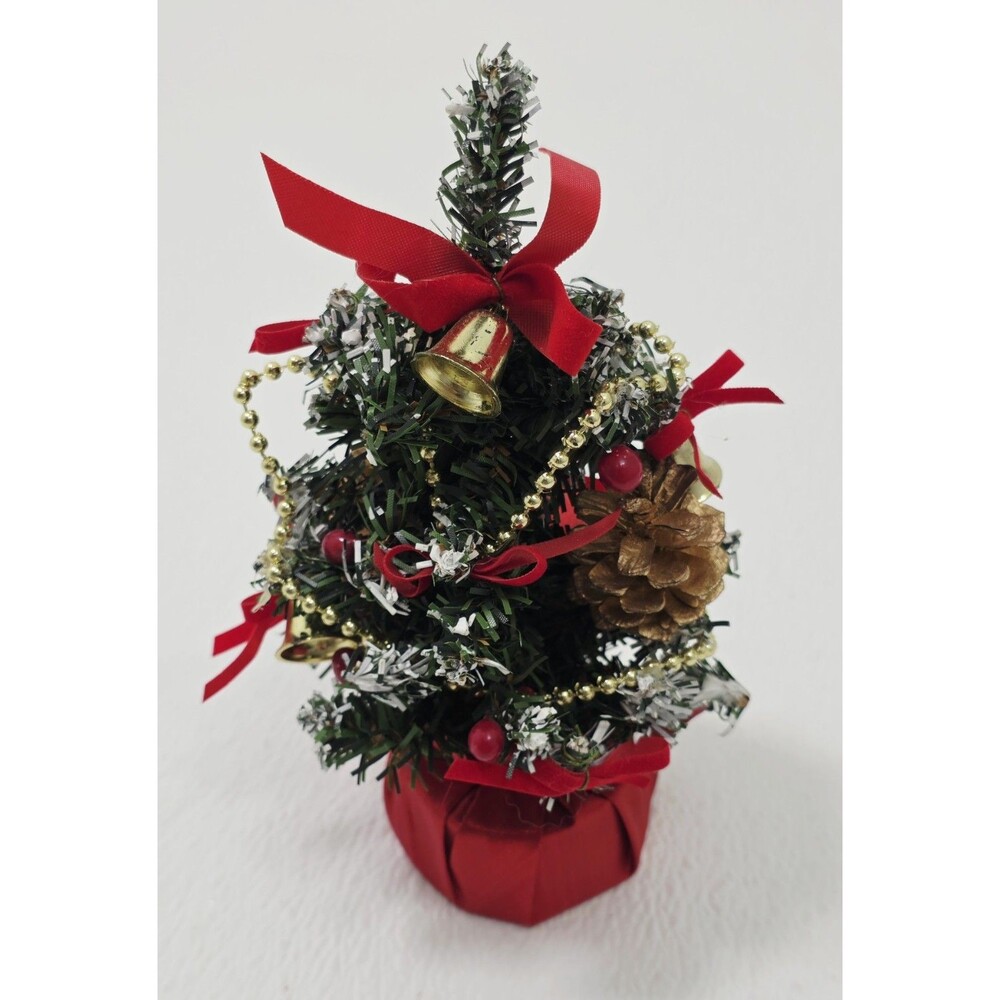 Mini Tabletop Christmas Tree 8" Fully Decorated Artificial Small Potted Xmas Dec